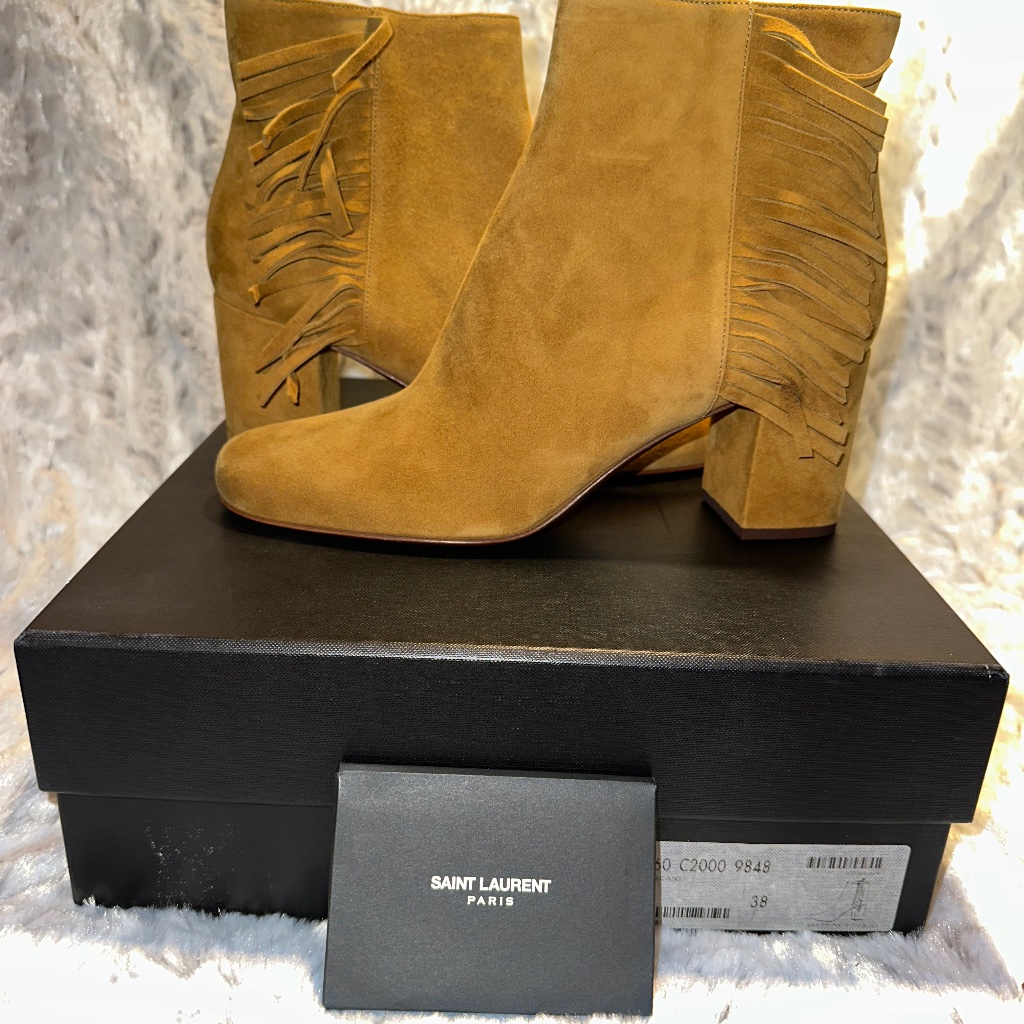 Beige Suede Saint Laurent Booties